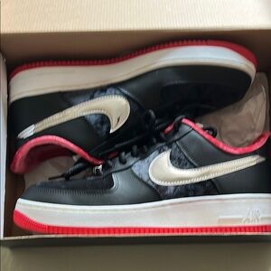 Nike Air Force ones Men's Black and Red Sneakers